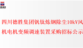 四川华体会 （hth）·官方网站-登录入口-HTH SPORTS
钒钛炼钢除尘10kV风机电机变频调速装置采购招标公示